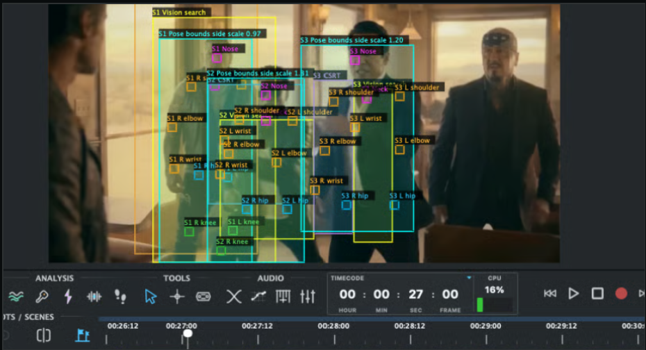 Three performers independently detected and tracked for Visual Footsteps
