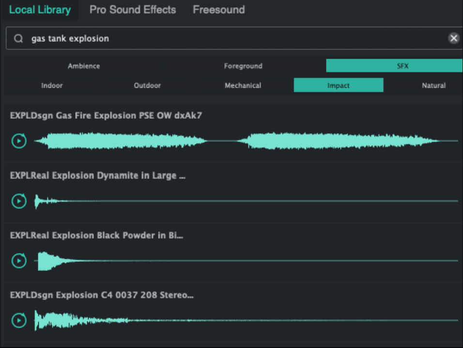 Semantic sound search panel